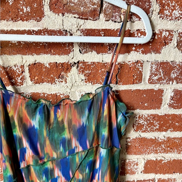 Urban Outfitters Moxie Mesh Mini Slip Dress with an abstract multicolor print - Picture 5 of 7